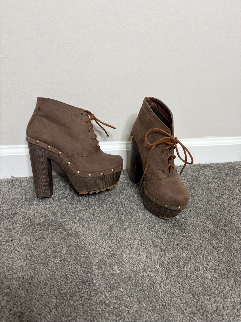 Platform Lace-Up Ankle Boots in Brown 2010 boho